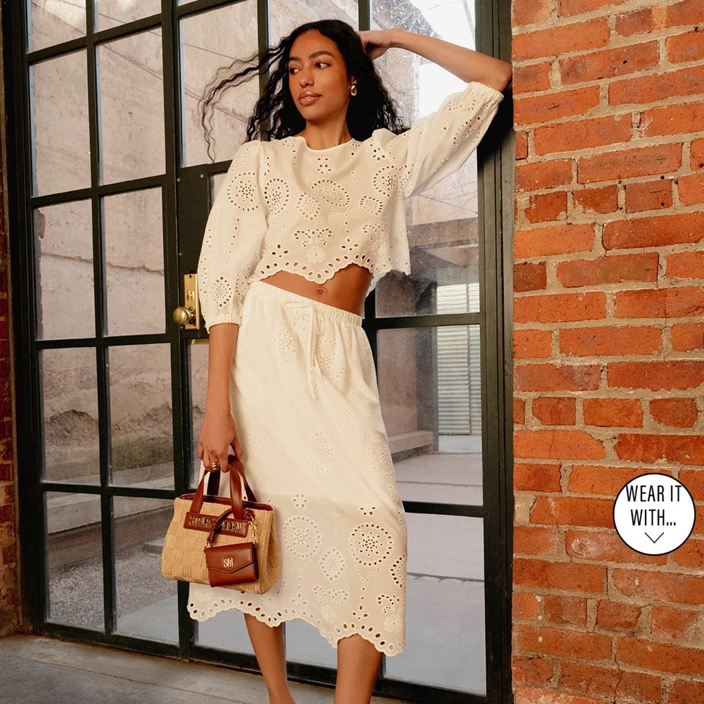 STEVE MADDEN NWT WHITE EYELET SKIRT AND TOP SET